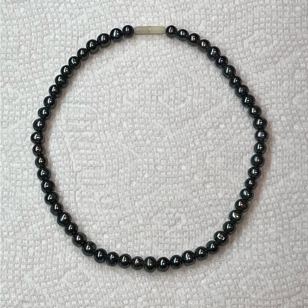 Genuine Black Pearl Choker Necklace 6–7mm